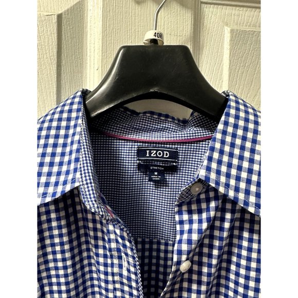 IZOD Women’s Size Large M Top Blouse Shirt Button Down Long Sleeve Stretch Blue - Picture 4 of 9